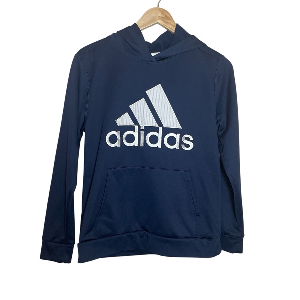 Adidas Youth‎ Active Embroidered Logo Pullover Fleece Hoodie Navy Large 14/16